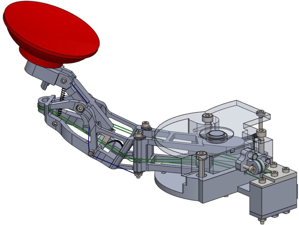 CAD-Modell eines Viertels des Endeffektors ohne Bremssystem, ohne Vakuumsauger